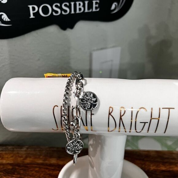 NWT Charter Club Rhodium Silver Charm Bracelet #JW7 - Picture 4 of 6